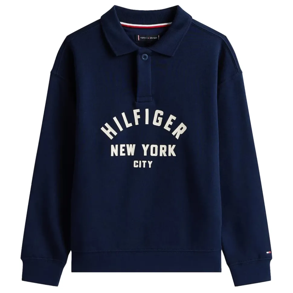 Mørk Natt Marine Grafisk Sweatshirt