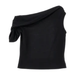 One-shoulder bomulls T-skjorte
