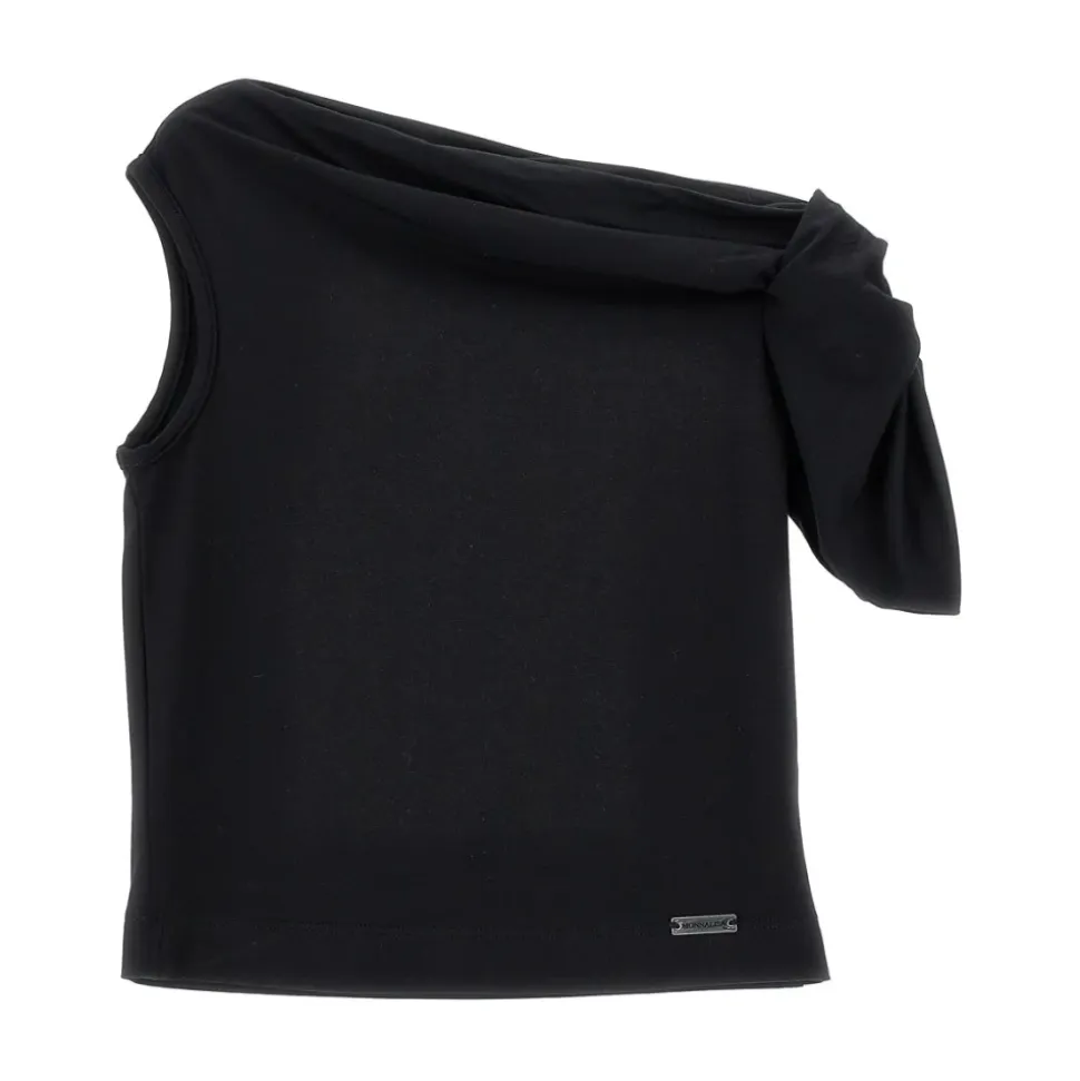 One-shoulder bomulls T-skjorte