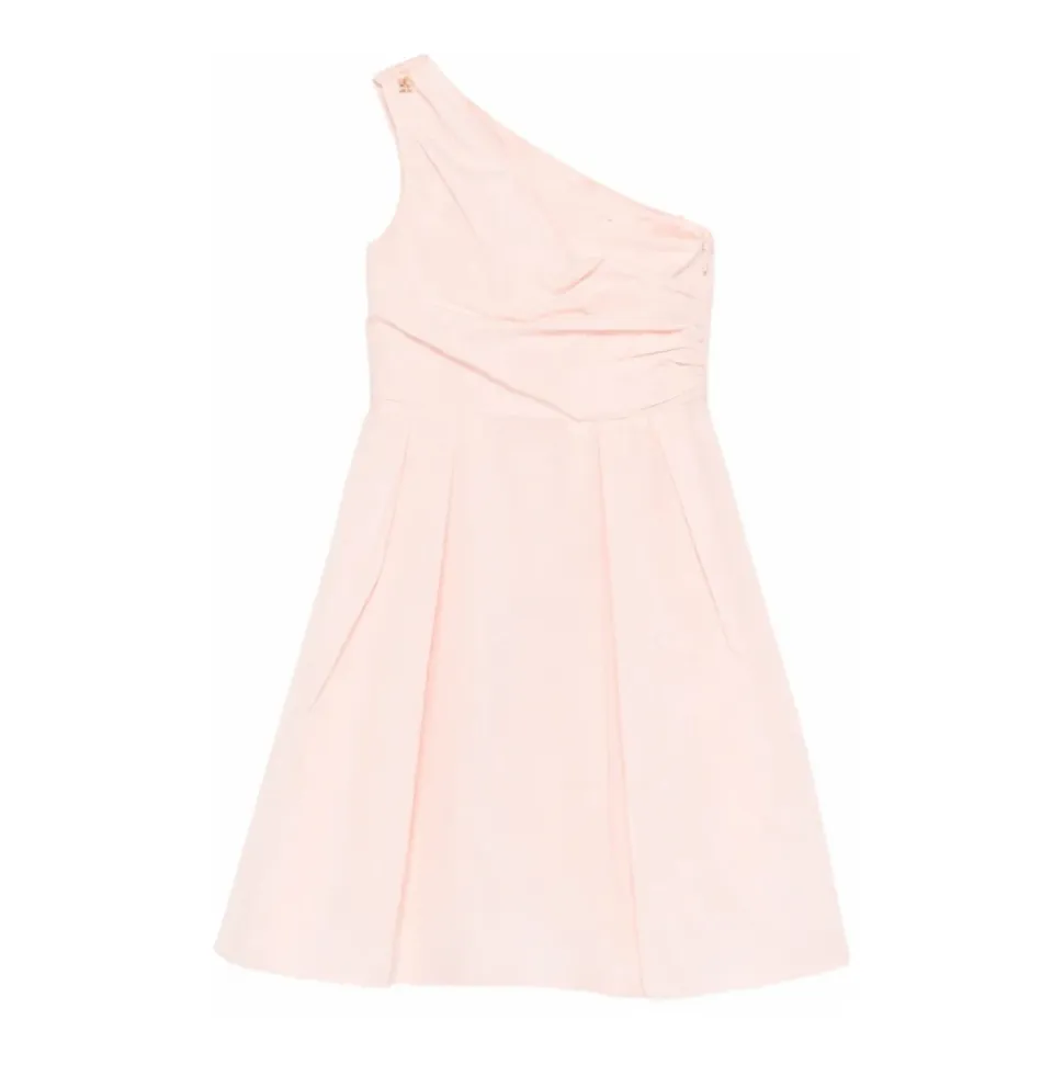 One-shoulder plissert A-line kjole