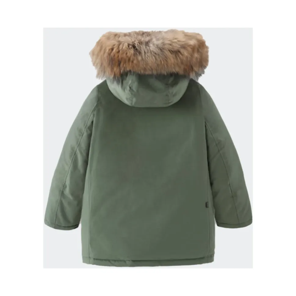 Parka jakke med avtagbart pels