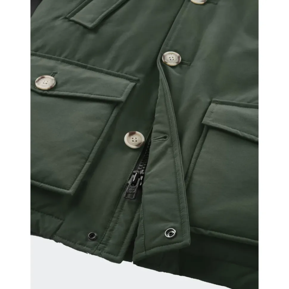 Parka jakke med avtagbart pels
