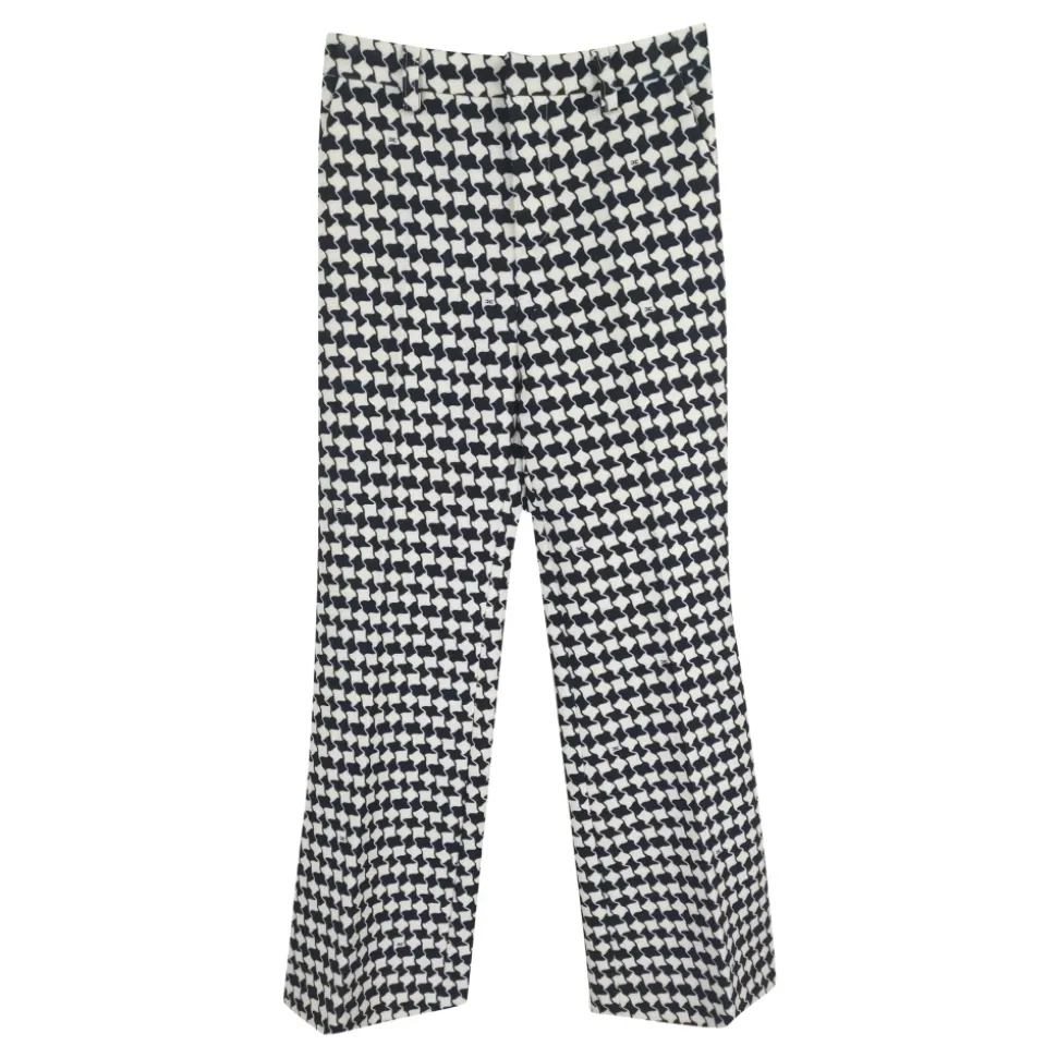 Pied-de-Poule Print Trousers
