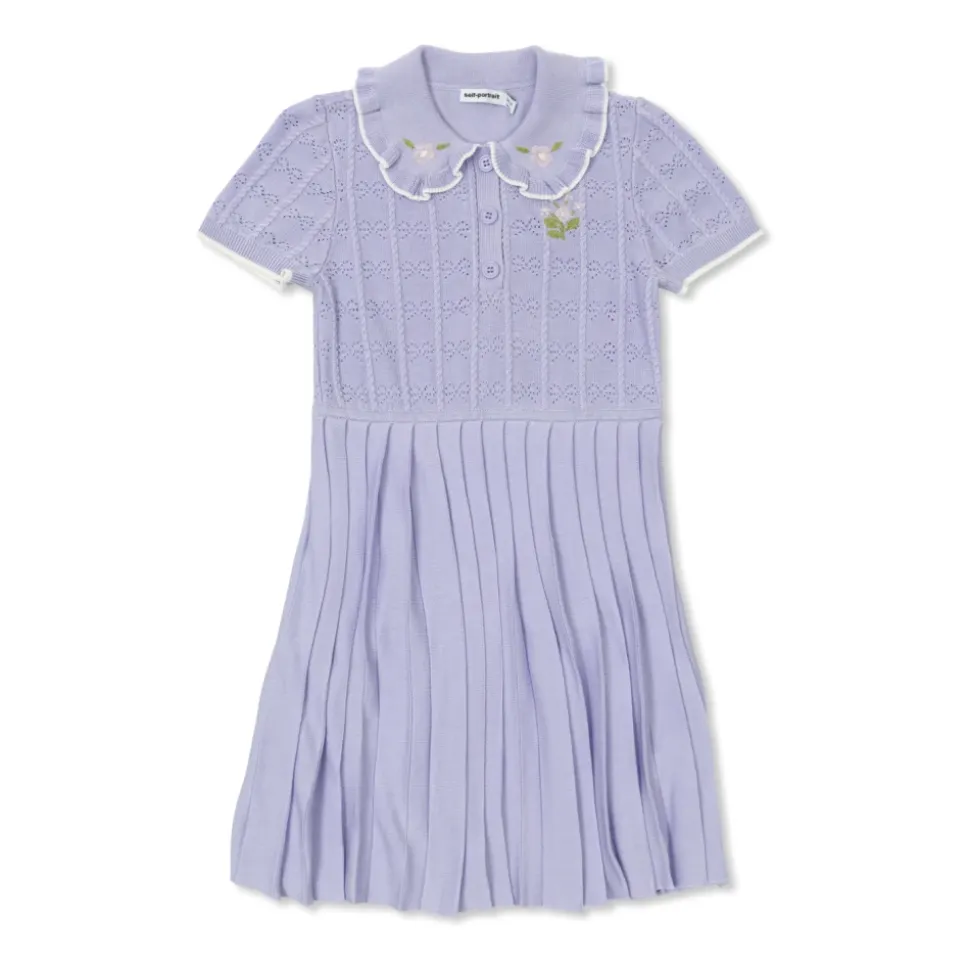 Pleated Pointelle Strikkekjole
