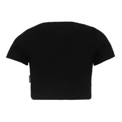 Ribbestrikket Cropped T-skjorte i bomullsjersey