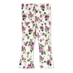Rillede bukser med blomstermotiv