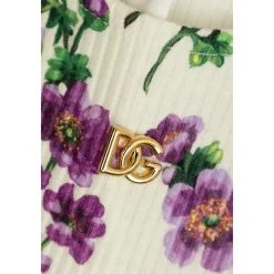 Rillet topp med blomstermotiv