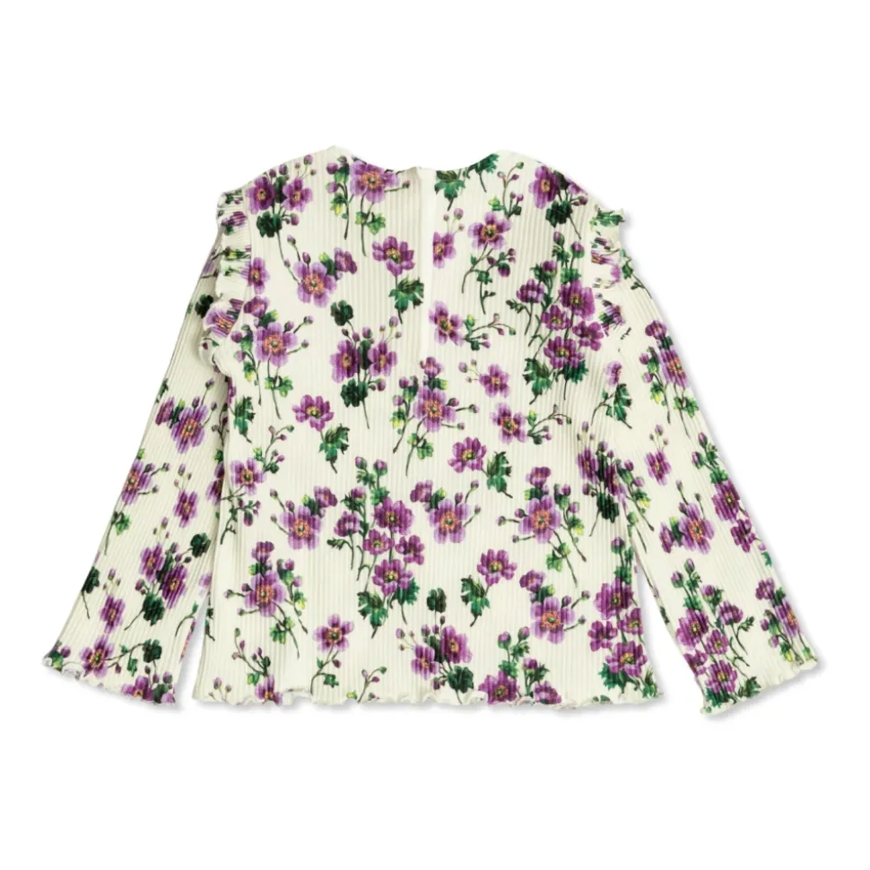 Rillet topp med blomstermotiv