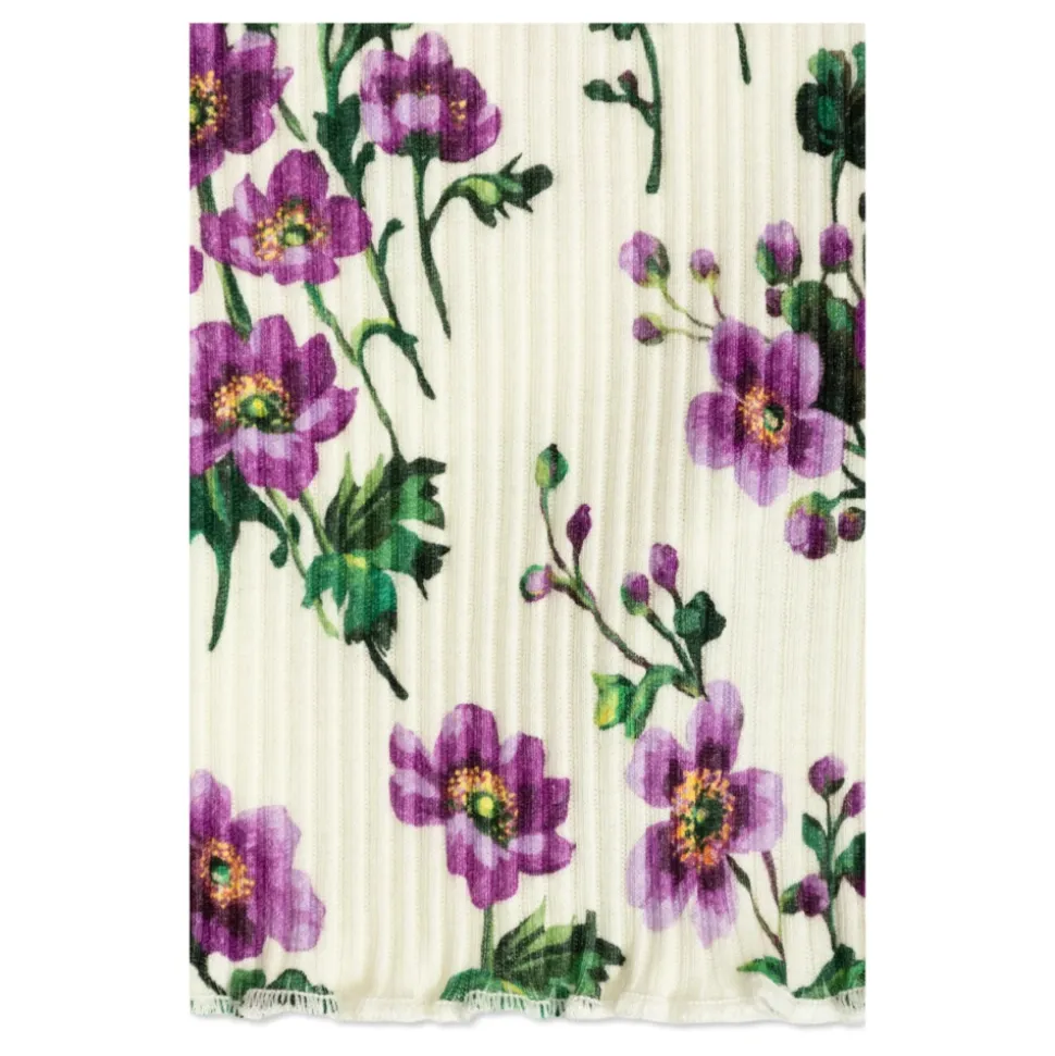 Rillet topp med blomstermotiv