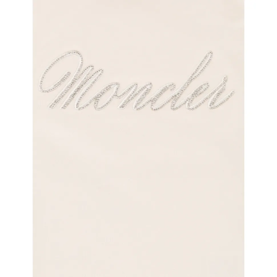 Rosa bomulls-T-skjorte med Strass-logo