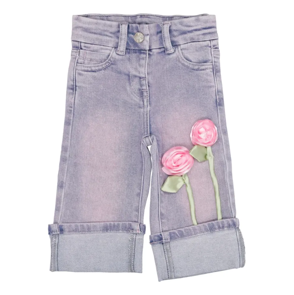 Rosa Denim Jeans med Rosette Detaljer