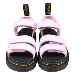 Rosa Lær Sandaler med Velcro Lukking