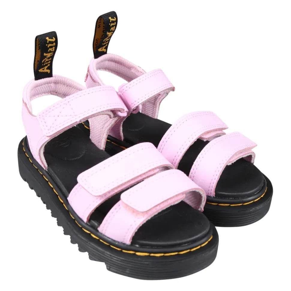 Rosa Lær Sandaler med Velcro Lukking
