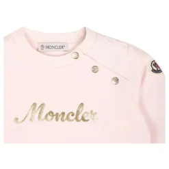 Rosa Rund Hals Sweatshirt med Gull Logo
