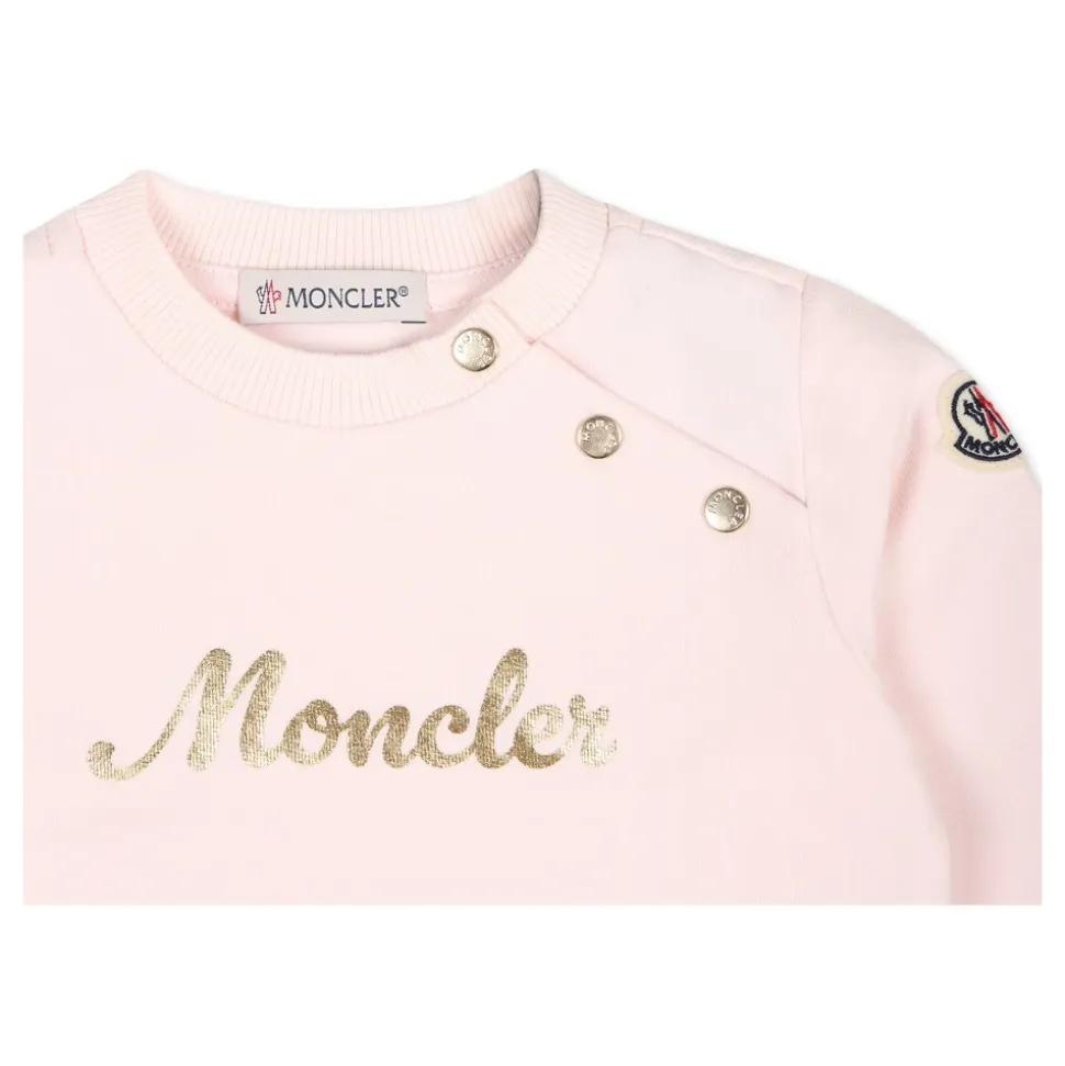 Rosa Rund Hals Sweatshirt med Gull Logo