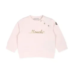 Rosa Rund Hals Sweatshirt med Gull Logo