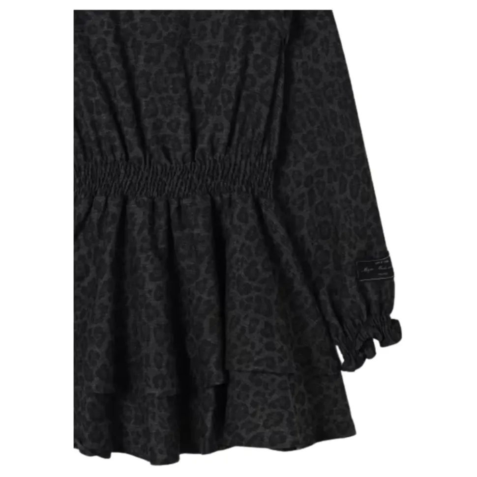 Ruffled Leopard-Print Kjole