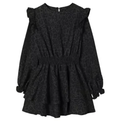 Ruffled Leopard-Print Kjole