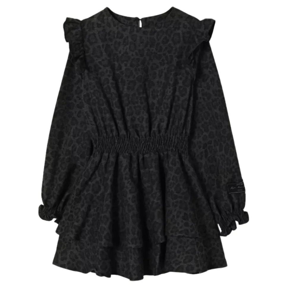 Ruffled Leopard-Print Kjole