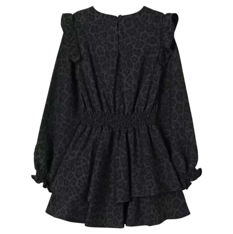 Ruffled Leopard-Print Kjole