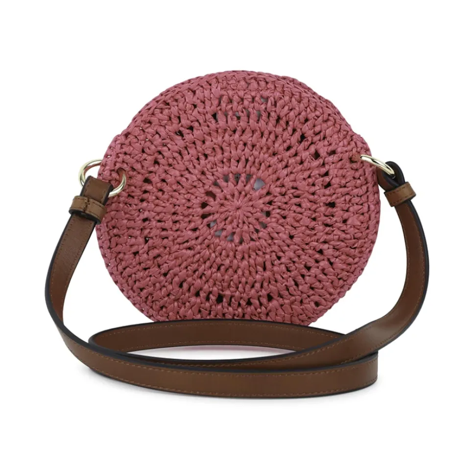 Rund Crossbody-veske i Raffia