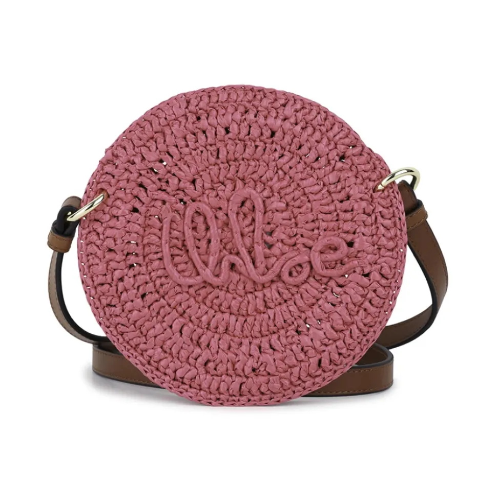 Rund Crossbody-veske i Raffia