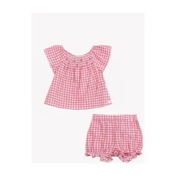 Rutete sett med culotte og bluse