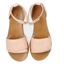 Sandaler i skinn med brodert logo