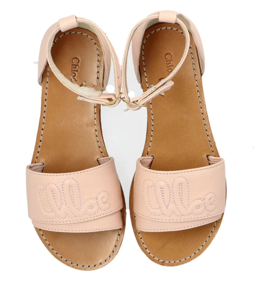 Sandaler i skinn med brodert logo