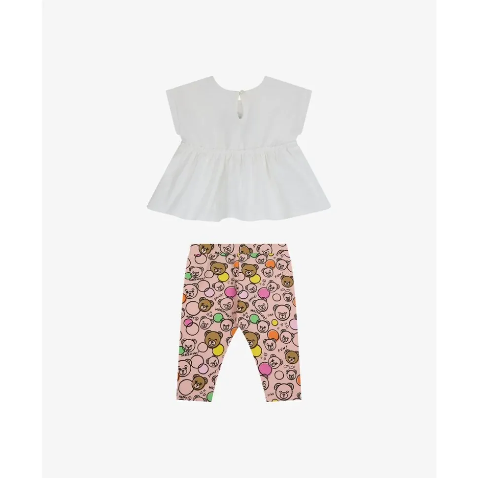 Sett med T-skjorte og leggings i bomullsjersey