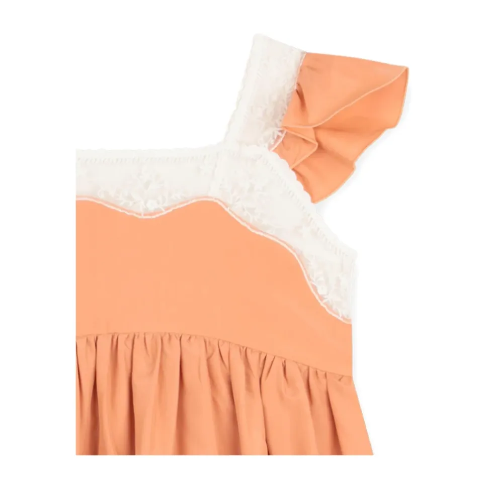 Silk Contrasting-Trim Dress