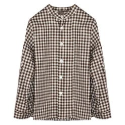 Skjorte i bomull og lin med ruter
