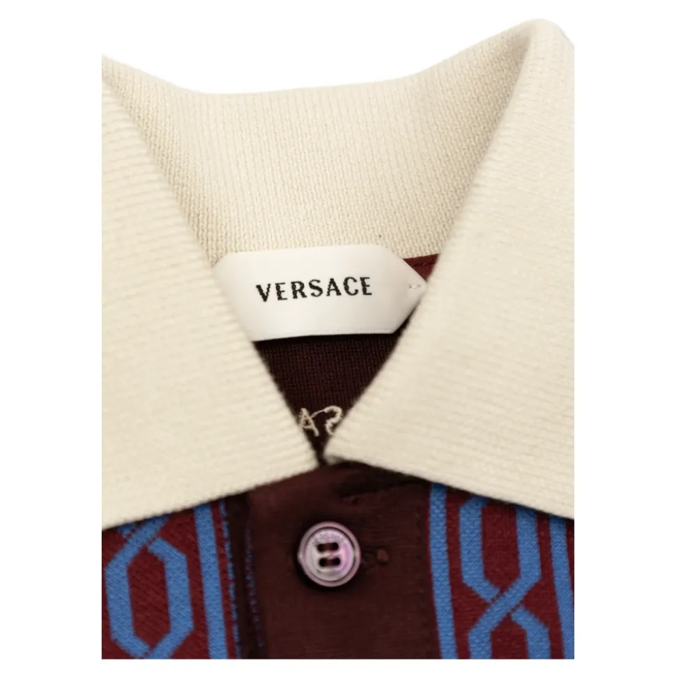 Skjorte med brodert logo i jacquard Milano-strikk