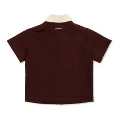 Skjorte med brodert logo i jacquard Milano-strikk
