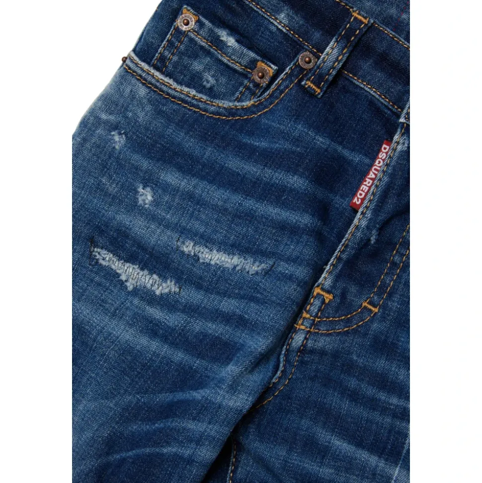 Skyggeblå rette jeans med pauser - 642 Jean