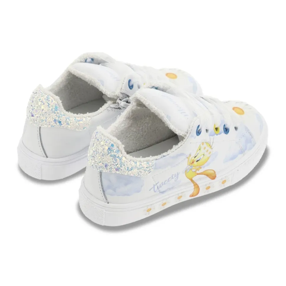 Sneakers i trykt skinn