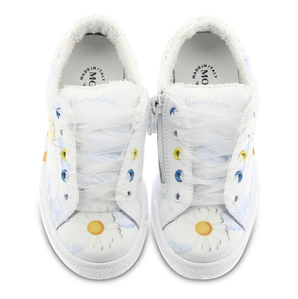 Sneakers i trykt skinn