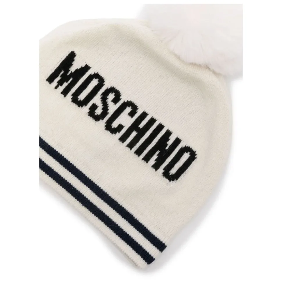Solid strikket lue med dusk og Teddy-logo