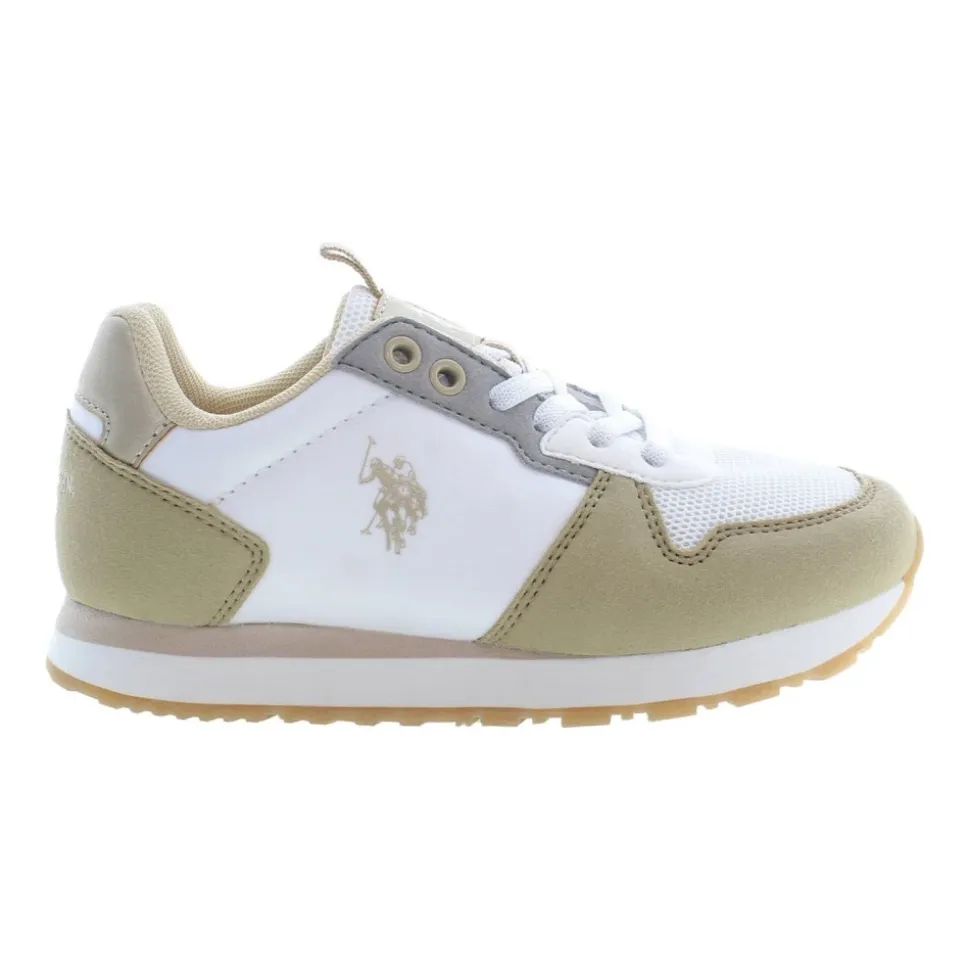Sporty Beige Jentesko med Kontrastdetaljer