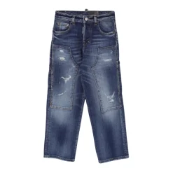 Stilig Distressed Patch Barne Jeans