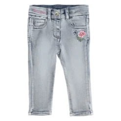Stretch Cotton Jeans med Broderi