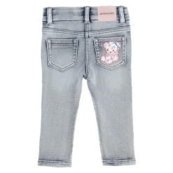 Stretch Cotton Jeans med Broderi