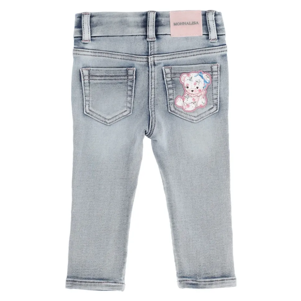 Stretch Cotton Jeans med Broderi