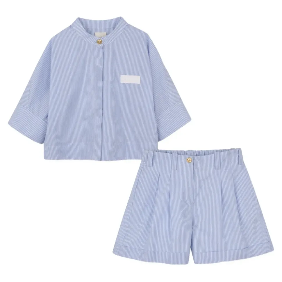 Stripet skjorte og shorts sett