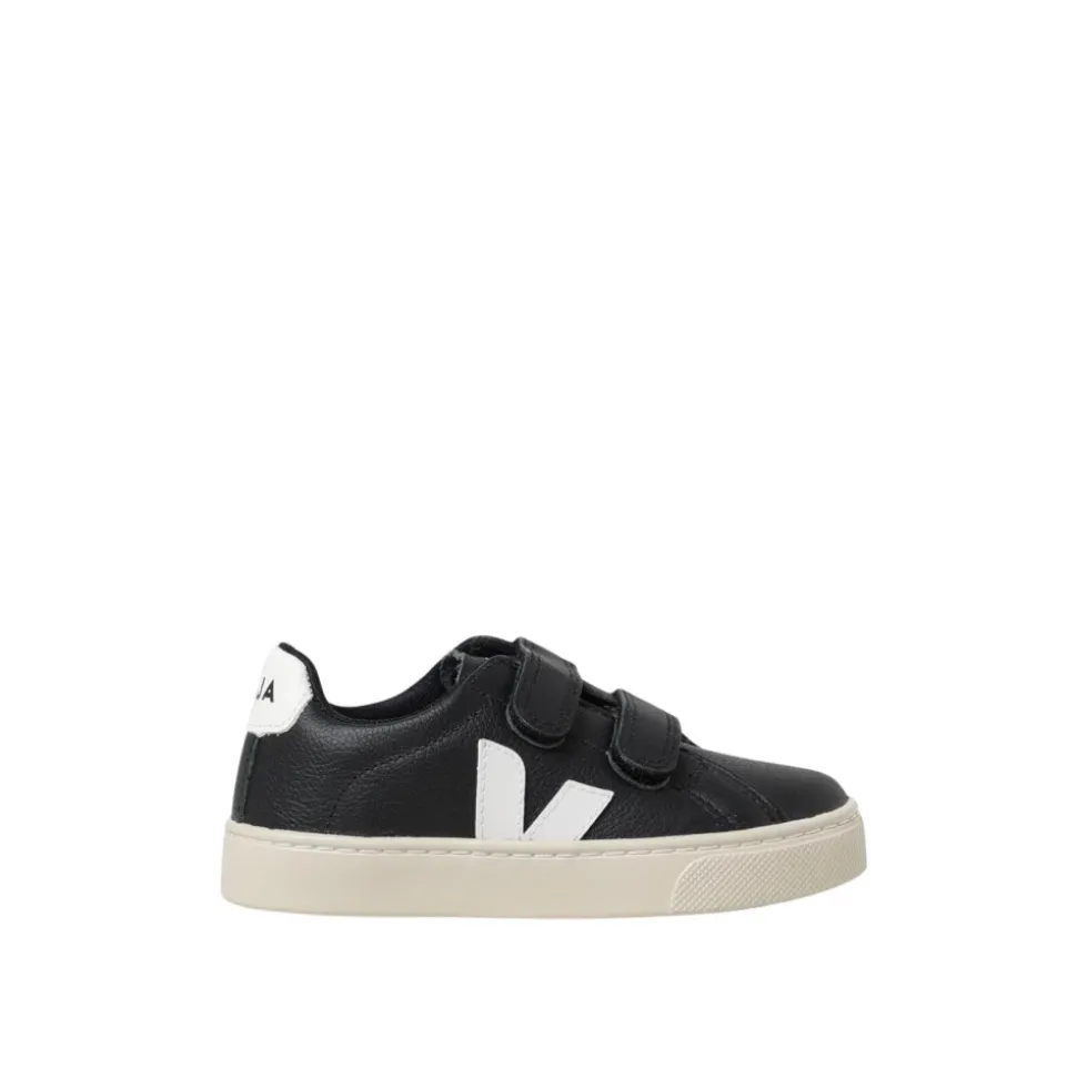 Svart Barn Velcro Stropp Sneaker