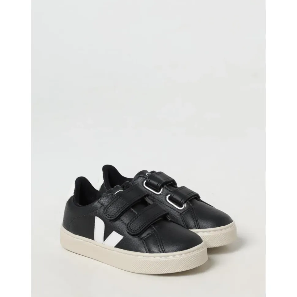 Svart Barn Velcro Stropp Sneaker