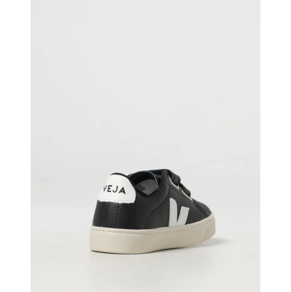 Svart Barn Velcro Stropp Sneaker
