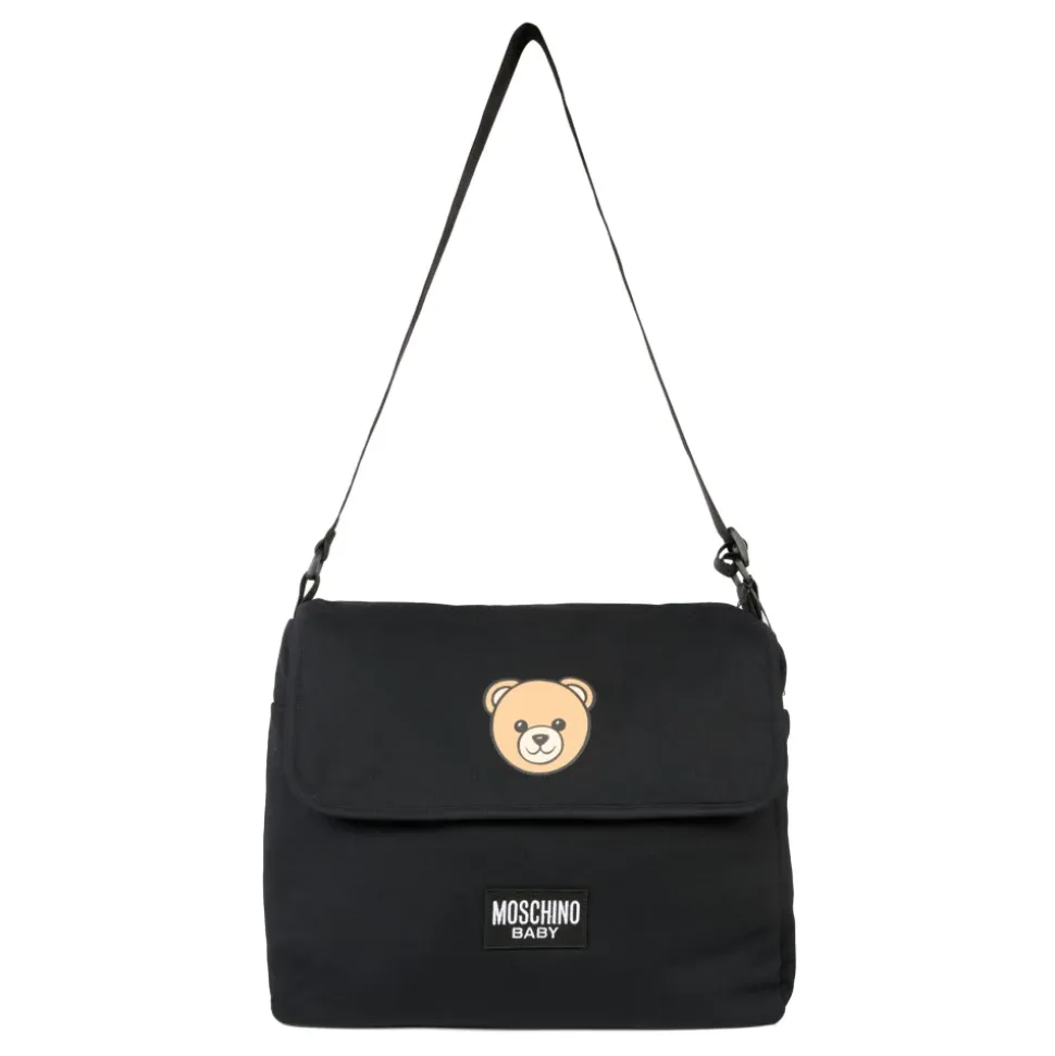 Svart bomullsskiftbag med Teddy Bear