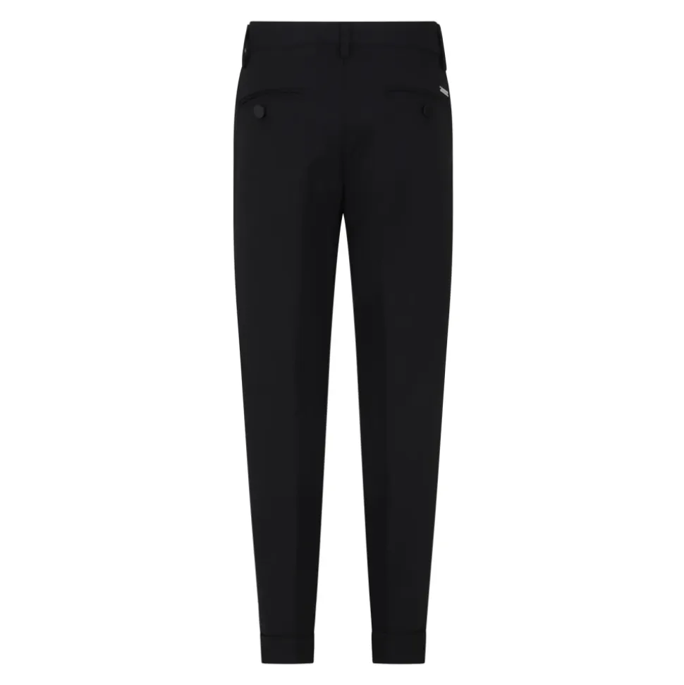 Svarte elegante bukser med metalllogo
