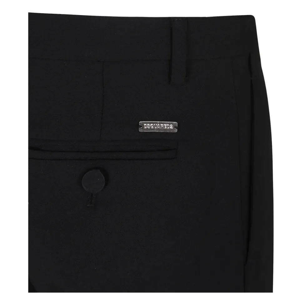 Svarte elegante bukser med metalllogo